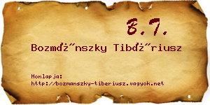 Bozmánszky Tibériusz névjegykártya